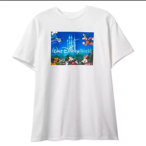 Disney Adult Shirt - Walt Disney World Mickey And Friends Postcard Tee - Picture 1 of 8